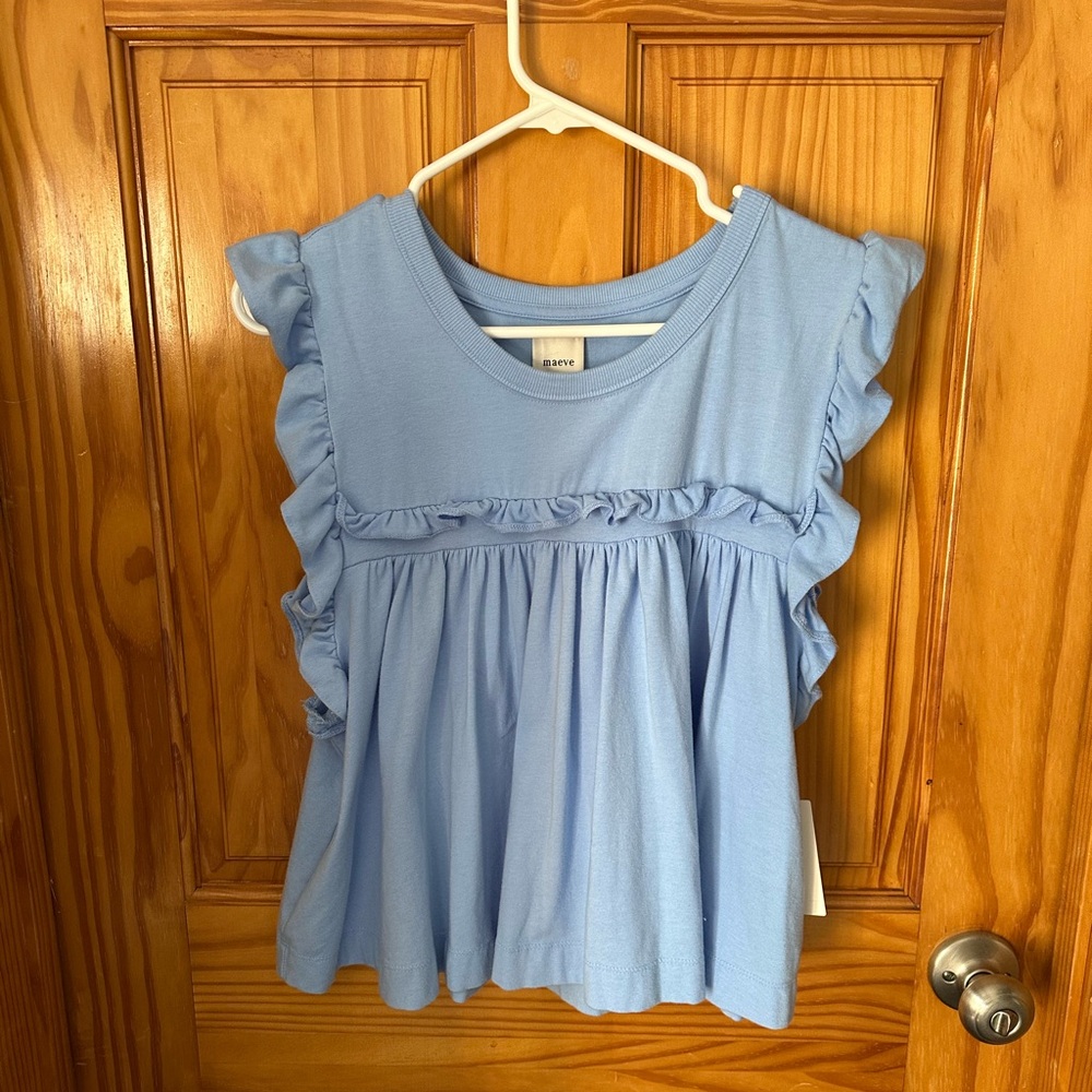 NWT Maeve Blue Ruffled Sleeveless Top - Picture 4 of 8